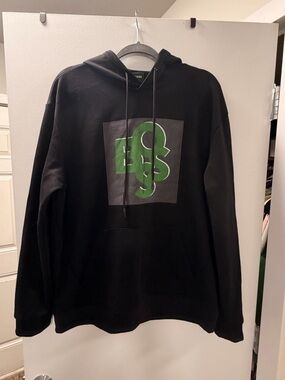 Boss Black Hoodie with Green Graphic Logo